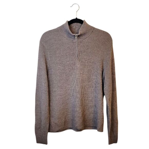 Abercrombie And Fitch Men's Light Brown Merino Wool Blend Quarter Zip Size S - Picture 1 of 5
